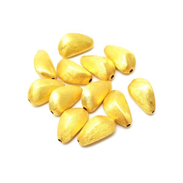 18K Solid Yellow Gold Nugget Shape Brushed Finishing 10X17,5X10,5mm Bead, SGTAN-0425, Sold By 1 Pcs.