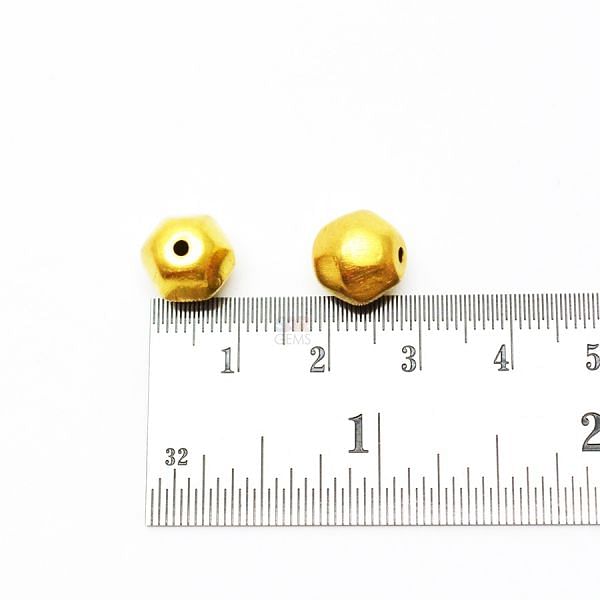 18K Solid Yellow Gold Round Shape Brushed Finishing 10mm Bead, SGTAN-0427, Sold By 1 Pcs.