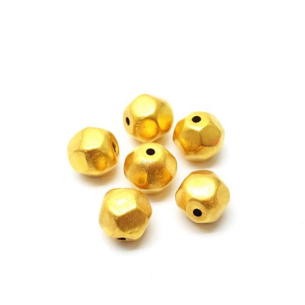 18K Solid Yellow Gold Round Shape Brushed Finishing 10mm Bead, SGTAN-0427, Sold By 1 Pcs.