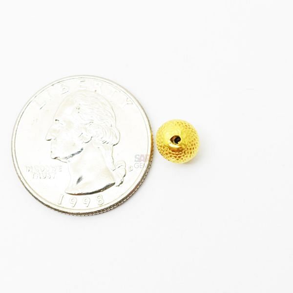 18K Solid Yellow Gold Ball Shape Textured Finishing 7,5mm Bead, SGTAN-0429, Sold By 1 Pcs.