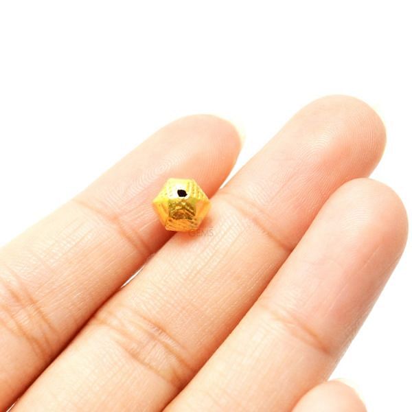 18K Solid Yellow Gold Ball Shape Textured Finished, 5mm Bead. Sold By 3 Pcs 