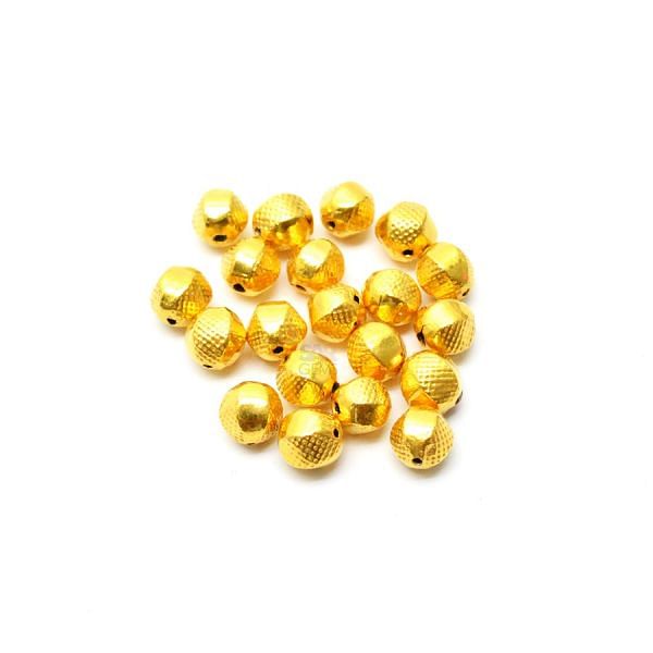 18K Solid Yellow Gold Ball Shape Textured Finished, 5mm Bead. Sold By 3 Pcs 