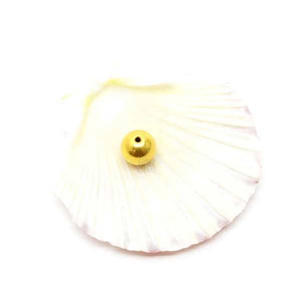 18K Solid Yellow Gold Ball Shape Plain Finished, 8mm Bead, SGTAN-0435, Sold By 1 Pcs.