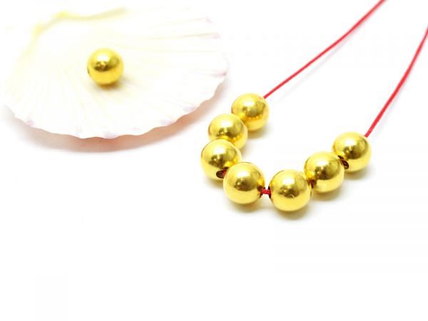 18K Solid Yellow Gold Ball Shape Plain Finished, 7,5mm Bead, SGTAN-0436, Sold By 1 Pcs.