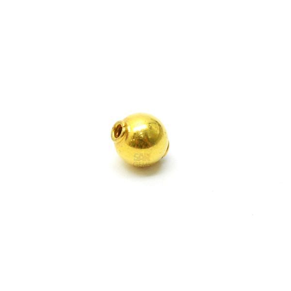 18K Solid Yellow Gold Ball Shape Plain Finished, 5,2X6mm Bead, SGTAN-0440, Sold By 2 Pcs.