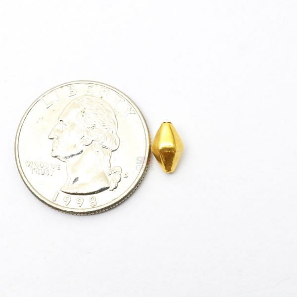 18K Solid Yellow Gold Drum Shape Plain Finished, 9X5,5mm Bead, SGTAN-0442, Sold By 2 Pcs.