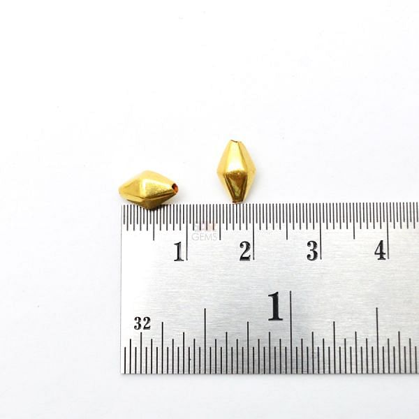18K Solid Yellow Gold Drum Shape Plain Finished, 9X5,5mm Bead, SGTAN-0442, Sold By 2 Pcs.