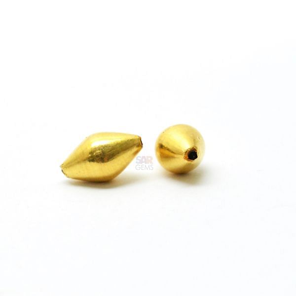 18K Solid Yellow Gold Drum Shape Plain Finished, 12X7mm Bead, SGTAN-0443, Sold By 1 Pcs.
