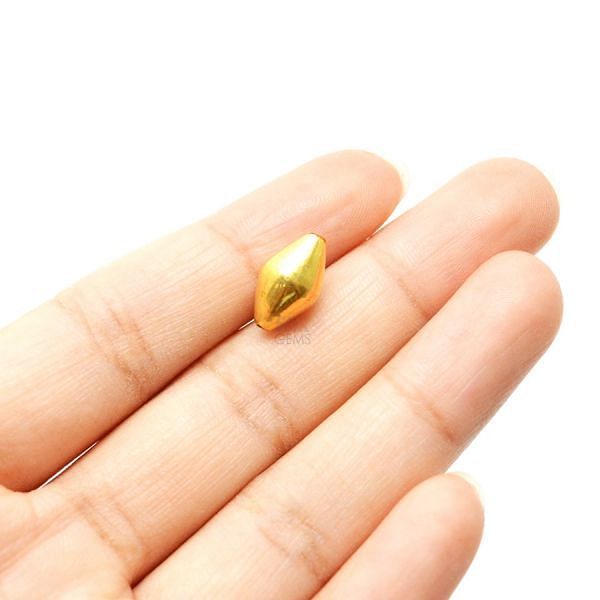 18K Solid Yellow Gold Drum Shape Plain Finished, 12X7mm Bead, SGTAN-0443, Sold By 1 Pcs.
