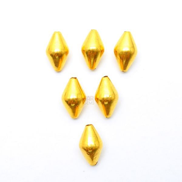 18K Solid Yellow Gold Drum Shape Plain Finished, 8,5X14,5mm Bead, SGTAN-0444, Sold By 1 Pcs.