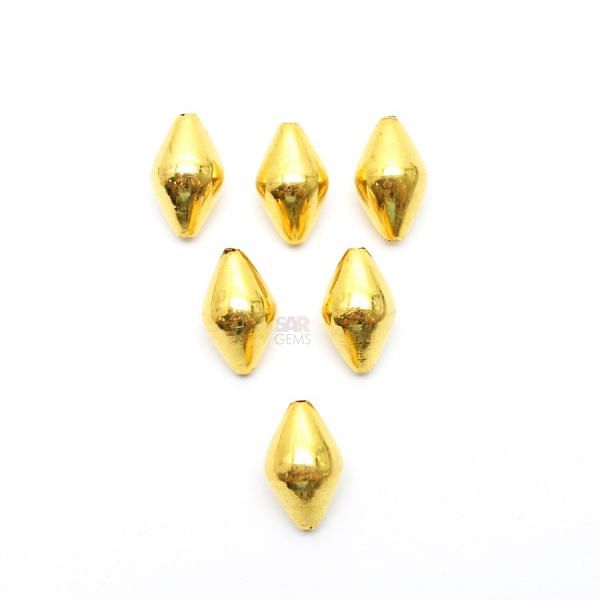 18K Solid Yellow Gold Drum Shape Plain Finished, 9X15mm Bead, SGTAN-0445, Sold By 1 Pcs.