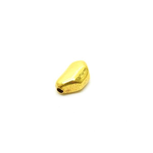 18K Solid Yellow Gold Nugget Shape Plain Finished, 6,5X11X6,5mm Bead, SGTAN-0446, Sold By 1 Pcs.