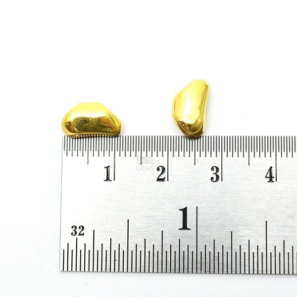 18K Solid Yellow Gold Nugget Shape Plain Finished, 6,5X11X6,5mm Bead, SGTAN-0446, Sold By 1 Pcs.
