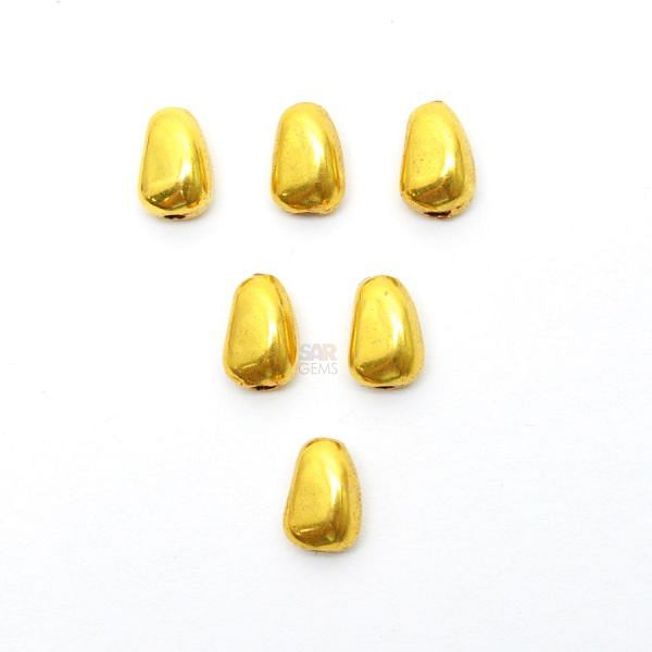 18K Solid Yellow Gold Nugget Shape Plain Finished, 6X9,2X4,5mm Bead, SGTAN-0447, Sold By 1 Pcs.