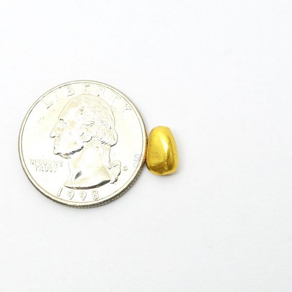 18K Solid Yellow Gold Nugget Shape Plain Finished, 6X9,2X4,5mm Bead, SGTAN-0447, Sold By 1 Pcs.