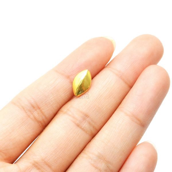 18K Solid Yellow Gold Marquise Shape Plain Finished, 6,5X10,3X3,5mm Bead, SGTAN-0449, Sold By 1 Pcs.