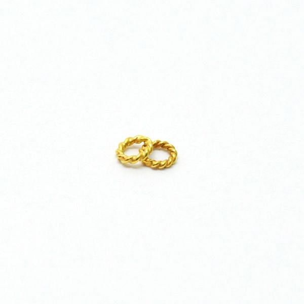 Finding 18K Gold Clasps Jumpring Beads in Round Shape With Twisted Wire Finishing (3X0,6mm) Size, SGTAN-0451, Sold By 10 Pcs.