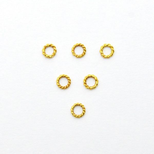 Finding 18K Gold Clasps Jumpring Beads in Round Shape With Twisted Wire Finishing (3X0,6mm) Size, SGTAN-0451, Sold By 10 Pcs.