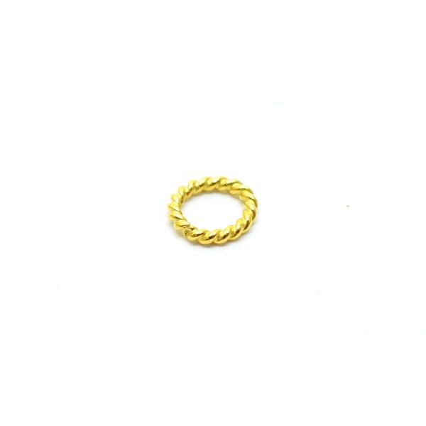  18 Karat Gold Jumpring Beads, Beads in Round Shape With Twisted Wire Finishing - 4,5X0,7mm Size, SGTAN-0453, Sold By 5 Pcs.