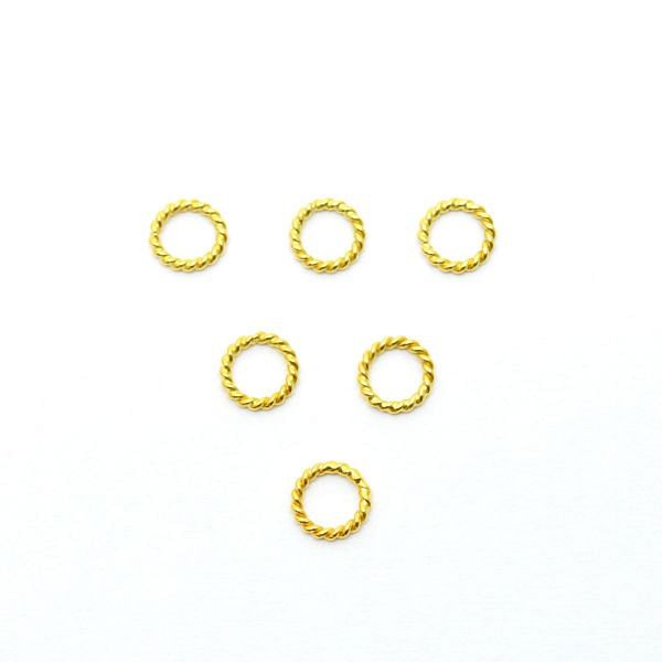  18 Karat Gold Jumpring Beads, Beads in Round Shape With Twisted Wire Finishing - 4,5X0,7mm Size, SGTAN-0453, Sold By 5 Pcs.