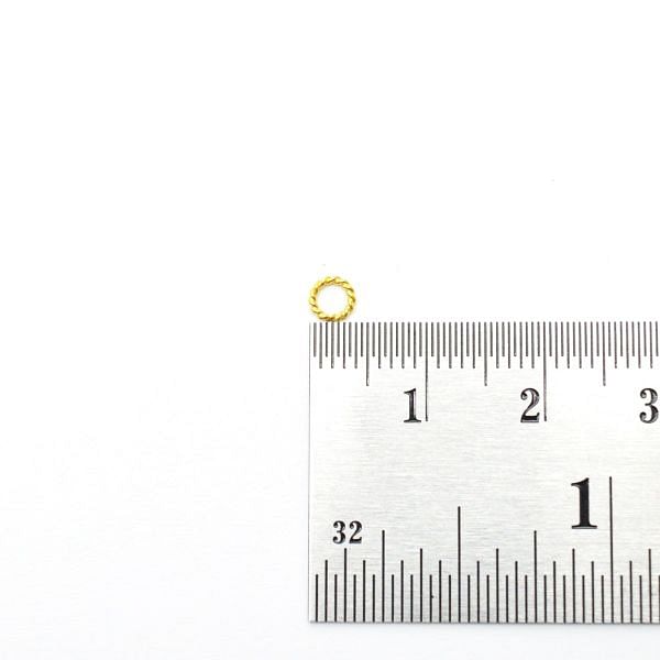 18K Gold Round Jump Ring Beads, Finding Beads In 4X0,7mm Size, SGTAN-0454, Sold By 10 Pcs.