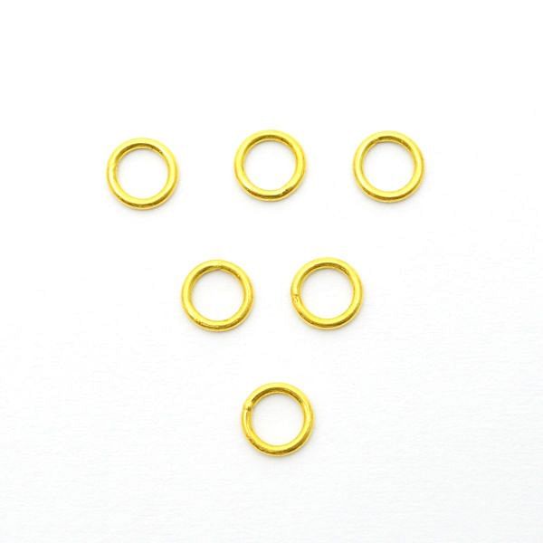 18K Solid Yellow Gold Round Jump Ring Shape Plain Finished, 5X0,7mm Bead, SGTAN-0455, Sold By 5 Pcs.