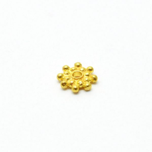 18 Carat Solid Gold Flower Beads in 5,0X0,8 mm Size For Jewellery Making, SGTAN-0463, Sold By 5 Pcs.
