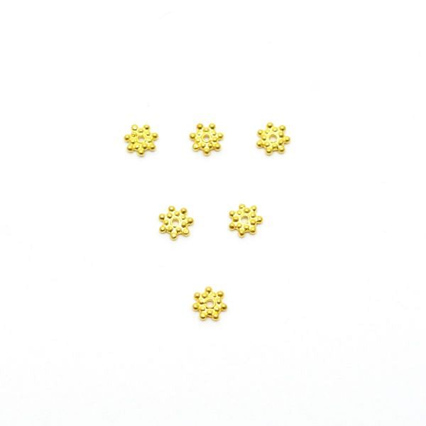 18K Solid Yellow Gold Flower Shape Plain Finished, 4,5X0,8 mm Bead, SGTAN-0464, Sold By 5 Pcs.