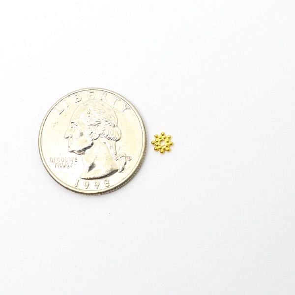 18K Solid Yellow Gold Flower Shape Plain Finished,  4.5X0.8mm Bead. Sold By 5 pcs
