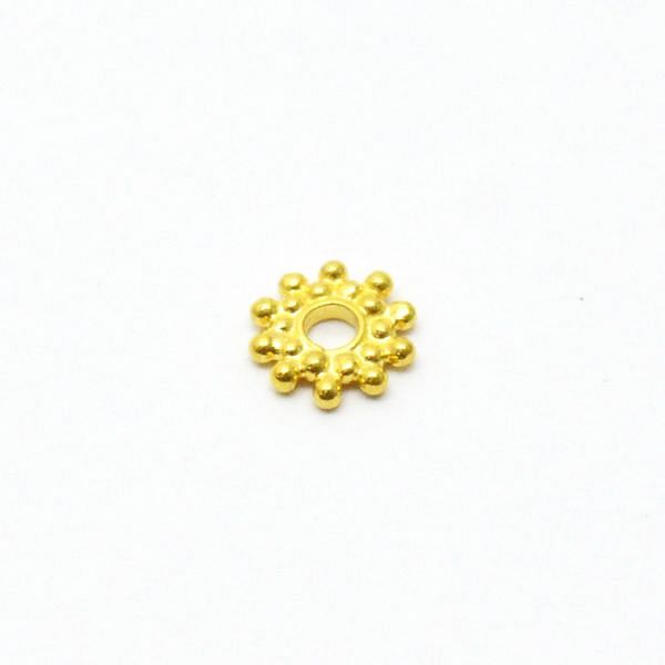 5,5X0,9 mm 18K Solid Yellow Gold Flower Shape Beads For DIY Jewellery Making, SGTAN-0466, Sold By 5 Pcs.