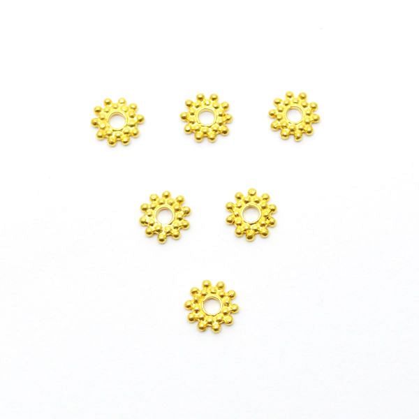 5,5X0,9 mm 18K Solid Yellow Gold Flower Shape Beads For DIY Jewellery Making, SGTAN-0466, Sold By 5 Pcs.