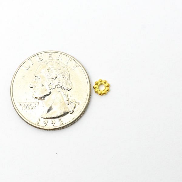 18K Solid Yellow Gold Flower Shape Plain Finished, 5,0X1,2 mm Bead, SGTAN-0467, Sold By 5 Pcs.