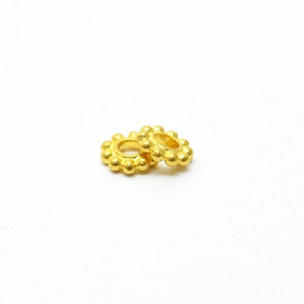 Solid 18k Gold Bead With Flower Shape, Size 5,5X1,2 mm Beads For Jewellery, SGTAN-0468, Sold By 2 Pcs.