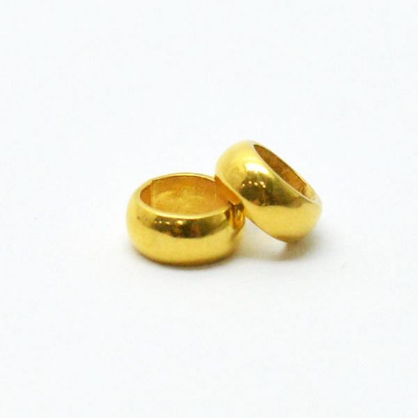  Plain 18K Solid Gold Round Beads - 5,0X2,0 mm Size, SGTAN-0474, Sold By 2 Pcs.