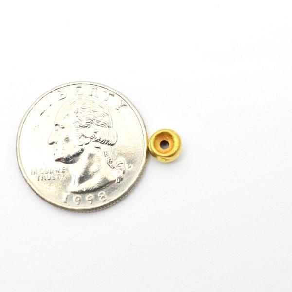 18K Solid Yellow Round Shape Plain Finished, 6X4 mm Bead. Sold by 2 Pcs 