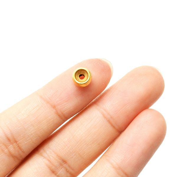 18K Solid Yellow Round Shape Plain Finished, 6X4 mm Bead. Sold by 2 Pcs 