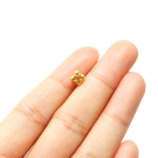 18k Solid Gold Flower Beads With 5X3 MM Size For Jewellery Making, SGTAN-0481, Sold By 1 Pcs.