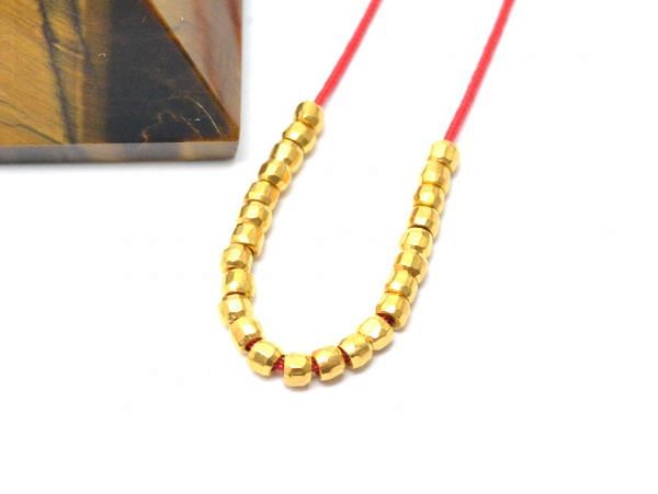 18k Solid Gold Hexagon Beads in 2X2,5 mm Size, SGTAN-0488, Sold By 5 Pcs.