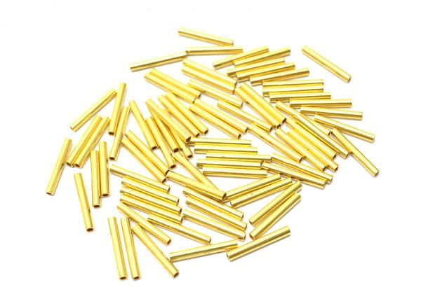 Plain 15x2 mm 18 Karat Solid Gold Bead With Tube Shape For DIY Jewellery Making, SGTAN-0490, Sold By 1 Pcs.
