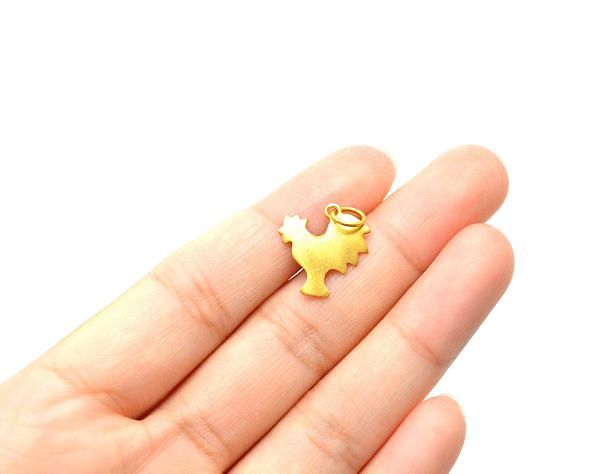 18k Solid Gold Hen Shape Bead For Pendant, 14X3,5X15,5X0,6 mm Pendant Finding, SGTAN-0494, Sold By 1 Pcs.
