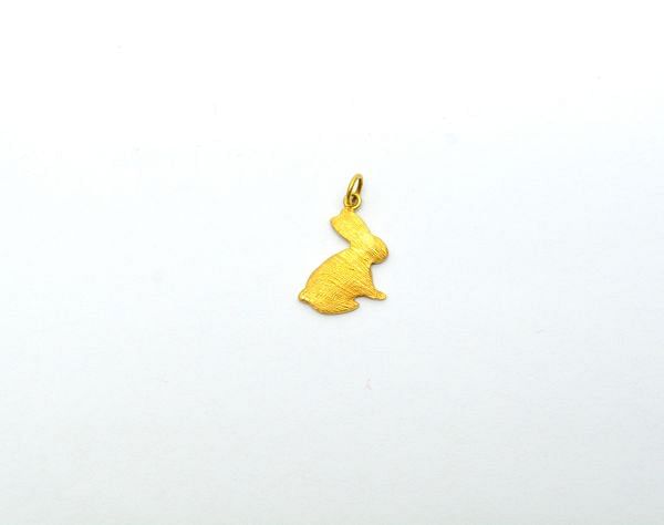 18k Solid Gold Charm Pendant, 9,8X7,5X12,6X0,8 mm Rabbit Shape Pendant Finding, SGTAN-0495, Sold By 1 Pcs.