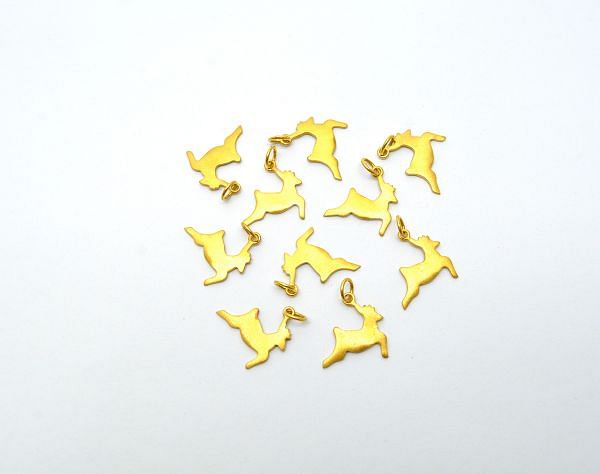 18 Carat Solid Gold Deer Shape Bead For Pendant in 9,1X8,5X16,8X0,8 mm Size, SGTAN-0496, Sold By 1 Pcs.