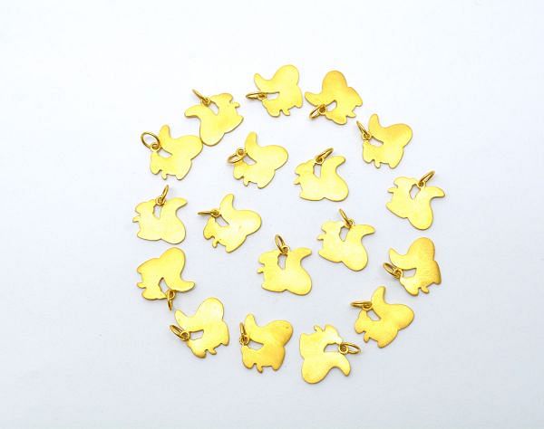 Plain 18k Solid Gold Pendant With Bird Shape Beads - 15X4X9X0,9 mm Size, SGTAN-0497, Sold By 1 Pcs.