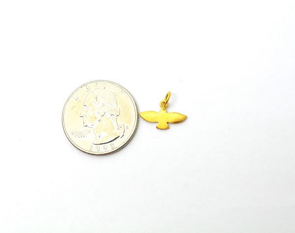 18 Karat Solid Gold Charm With Bird Shape Bead, 15X4X9X0,9 mm Pendant Finding, SGTAN-0498, Sold By 1 Pcs.