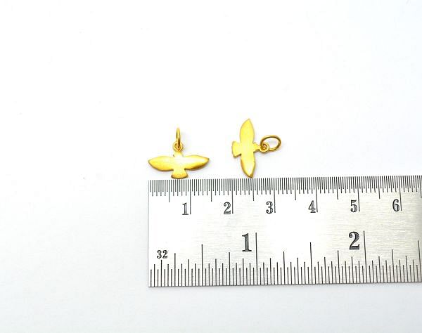 18 Karat Solid Gold Charm With Bird Shape Bead, 15X4X9X0,9 mm Pendant Finding, SGTAN-0498, Sold By 1 Pcs.