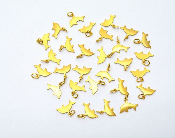 18K Solid Yellow Gold Plain Fish Shape Plain Finished, 15,1X6,5X5X1 mm Pendant, SGTAN-0499, Sold By 1 Pcs.