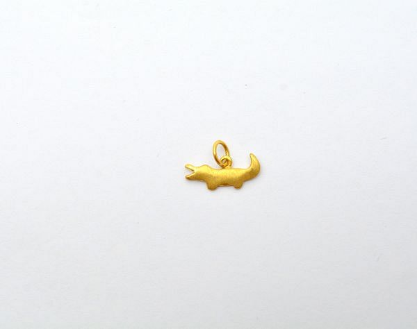 14,7X4,5X3,5X1 mm 18 Carat Solid Gold Whale Shape Crocodile Beads For Pendant Making, SGTAN-0501, Sold By 1 Pcs.