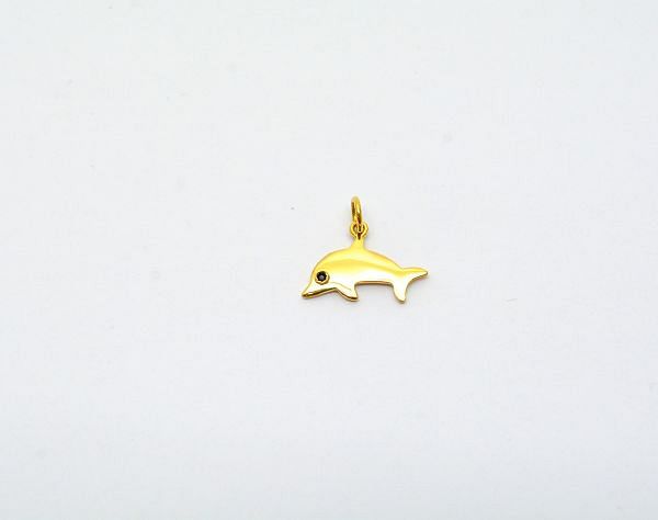 Solid 18k Gold Charm Pendant With Whale Shape Fish Beads,15X10X6,5X1 mm Pendant Finding, SGTAN-0502, Sold By 1 Pcs.