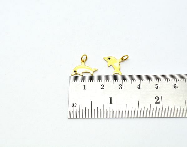 Solid 18k Gold Charm Pendant With Whale Shape Fish Beads,15X10X6,5X1 mm Pendant Finding, SGTAN-0502, Sold By 1 Pcs.