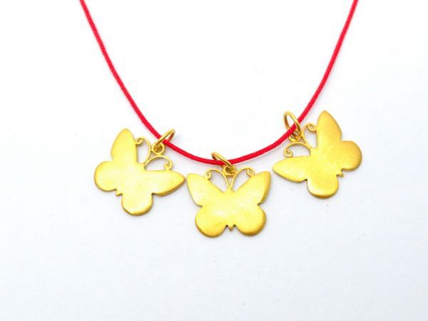  Plain 18K Solid Yellow Gold Butterfly Shape Fish Beads For Pendant - 13X16X13,5X1 mm Size, SGTAN-0503, Sold By 1 Pcs.